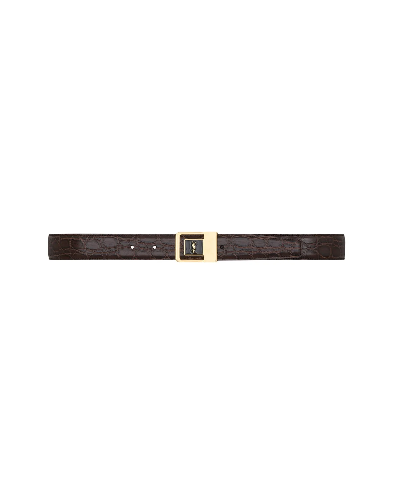 Yves Saint Laurent LA 66 buckle belt in crocodile-embossed leather