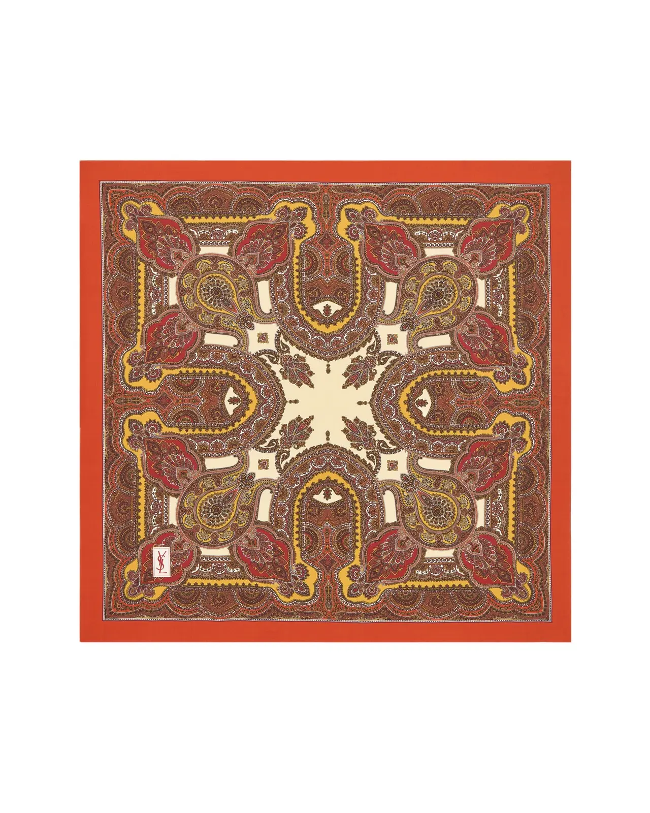square scarf in paisley silk twill