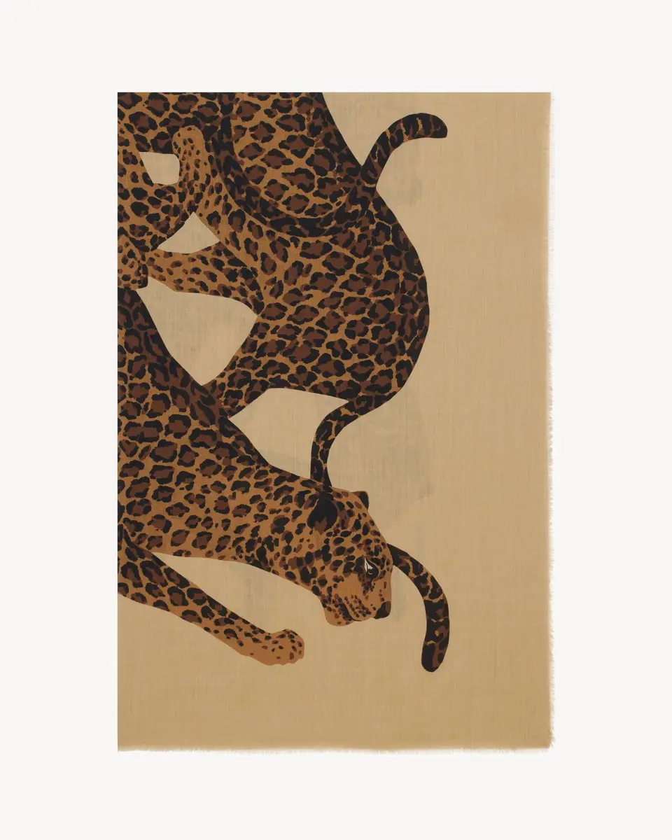 Yves Saint Laurent LEOPARD STOLE IN WOOL TWILL | Thumbnail 2
