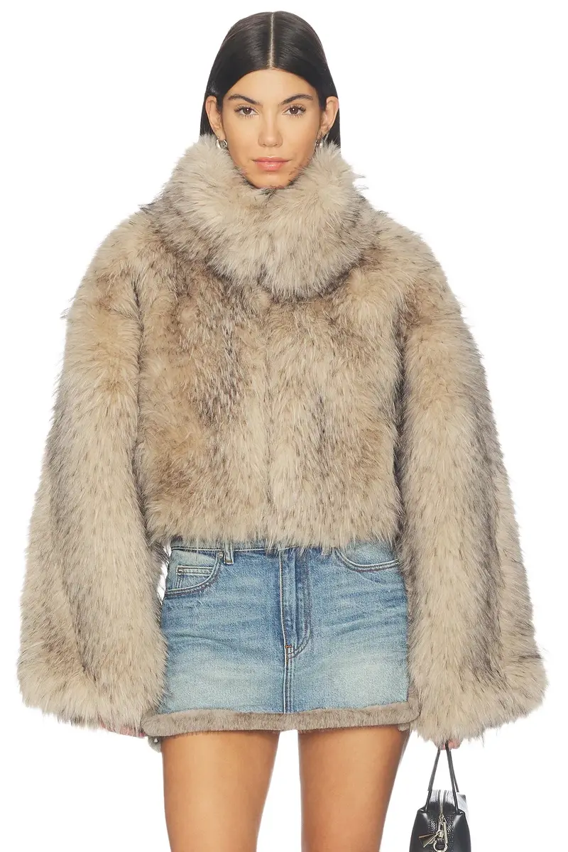 ROTATE Faux Fur Crop Jacket