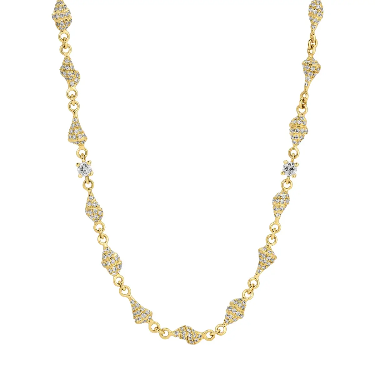 Anita Ko SHELL BY THE YARD NECKLACE WITH PAVE DIAMONDS