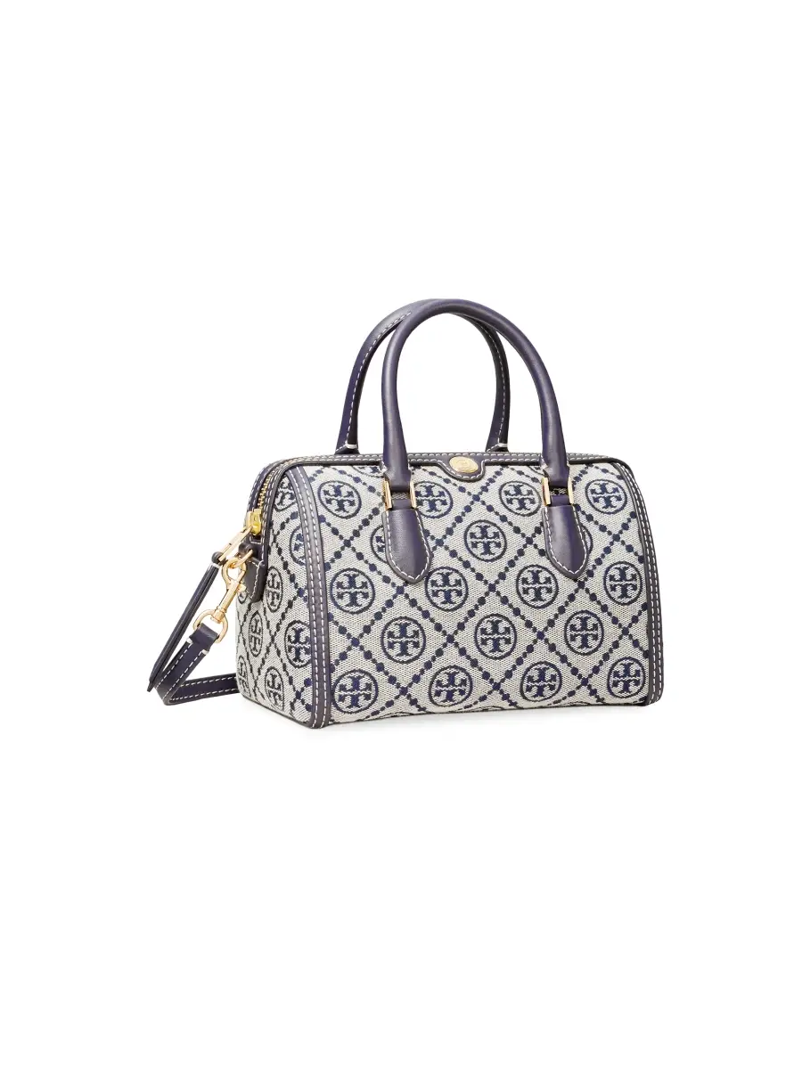 Tory Burch Women's T Monogram Petite Cotton-Blend Top Handle Bag | Thumbnail 5 Tory Burch Women's T Monogram Petite Cotton-Blend Top Handle Bag | Thumbnail 5