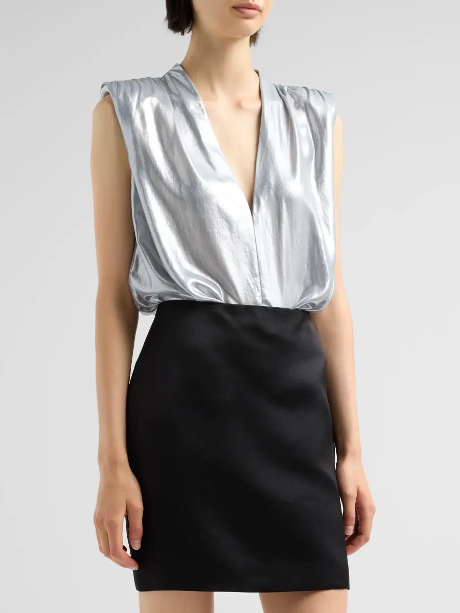Ramy Brook Women's Lucien Metallic V-Neck Bodysuit | Thumbnail 4 Ramy Brook Women's Lucien Metallic V-Neck Bodysuit | Thumbnail 4