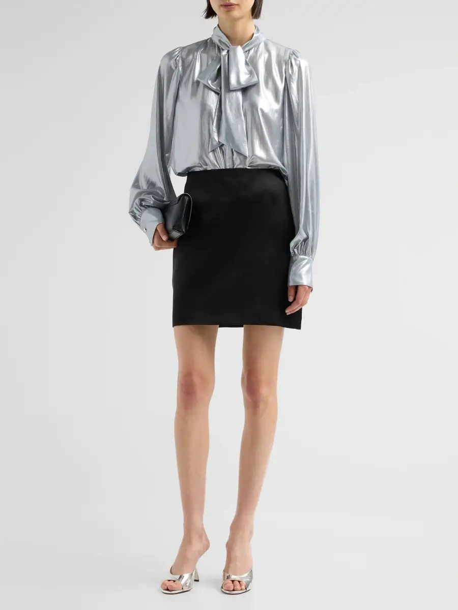Ramy Brook Women's Noa Metallic Semi-Sheer Tieneck Blouse | Thumbnail 2 Ramy Brook Women's Noa Metallic Semi-Sheer Tieneck Blouse | Thumbnail 2