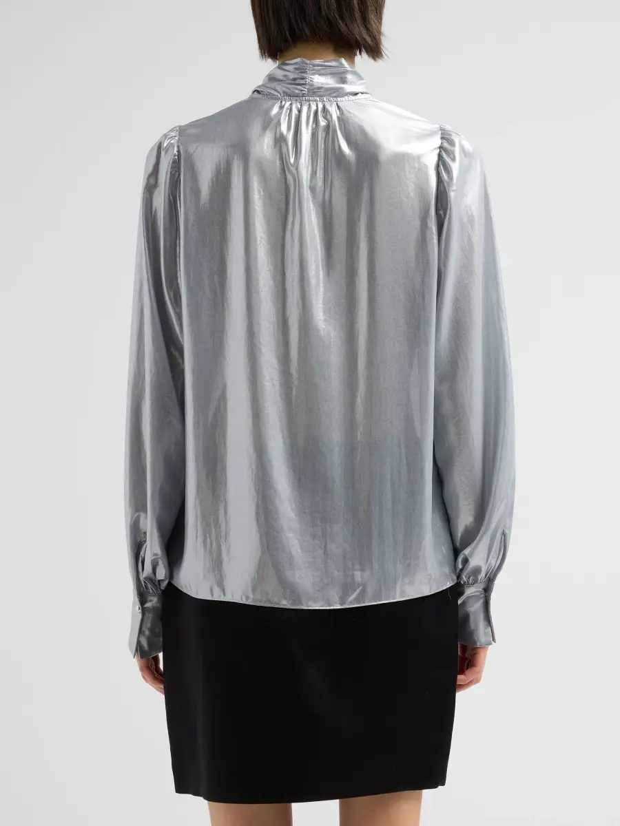 Ramy Brook Women's Noa Metallic Semi-Sheer Tieneck Blouse | Thumbnail 3 Ramy Brook Women's Noa Metallic Semi-Sheer Tieneck Blouse | Thumbnail 3