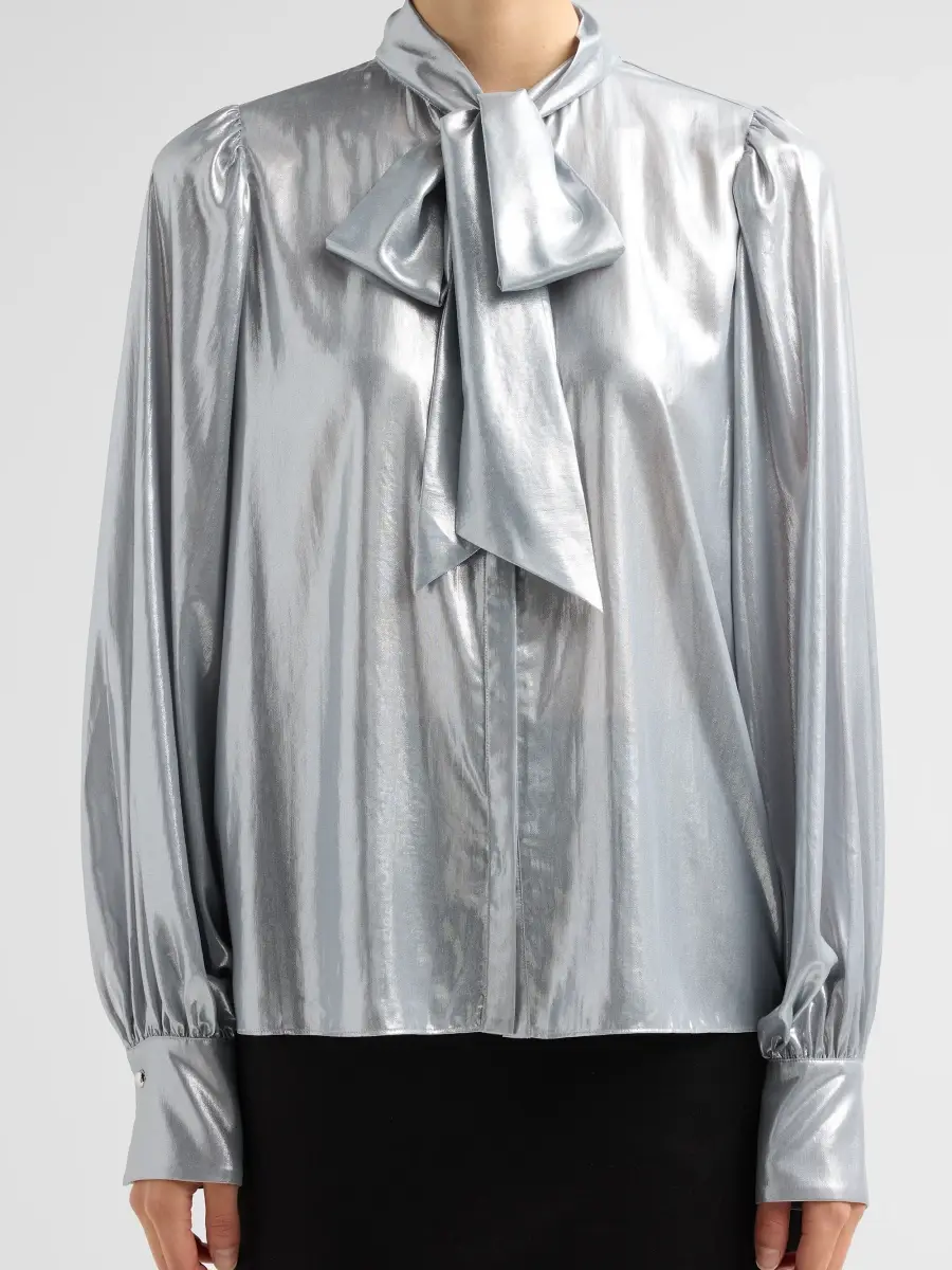 Ramy Brook Women's Noa Metallic Semi-Sheer Tieneck Blouse | Thumbnail 5 Ramy Brook Women's Noa Metallic Semi-Sheer Tieneck Blouse | Thumbnail 5