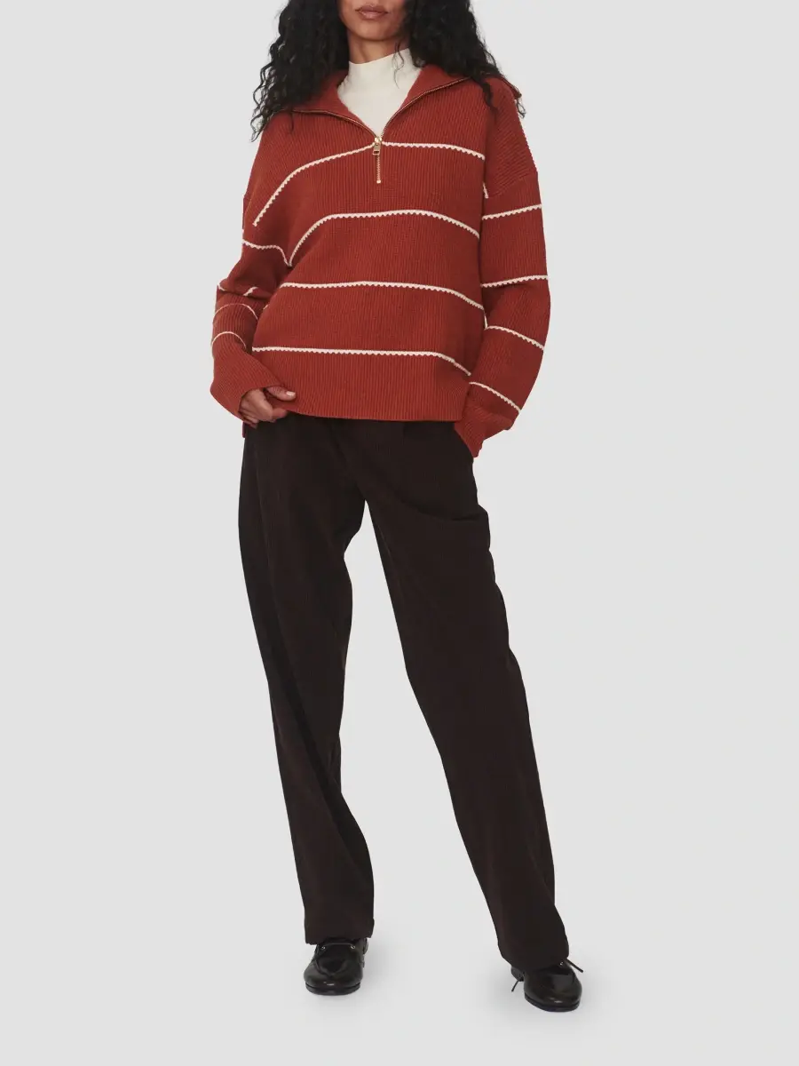 Varley Women's Swanson Striped Zip-Front Sweater | Thumbnail 2 Varley Women's Swanson Striped Zip-Front Sweater | Thumbnail 2