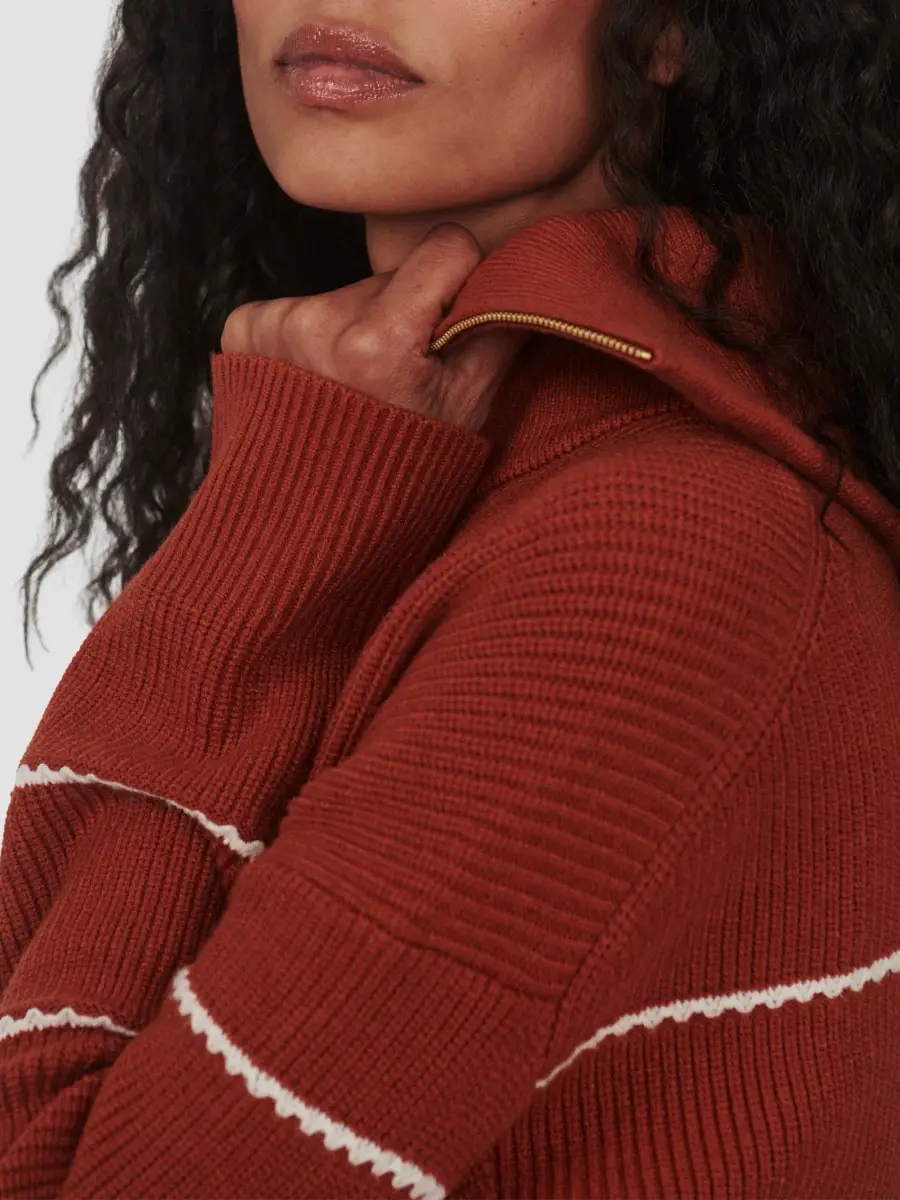 Varley Women's Swanson Striped Zip-Front Sweater | Thumbnail 5 Varley Women's Swanson Striped Zip-Front Sweater | Thumbnail 5