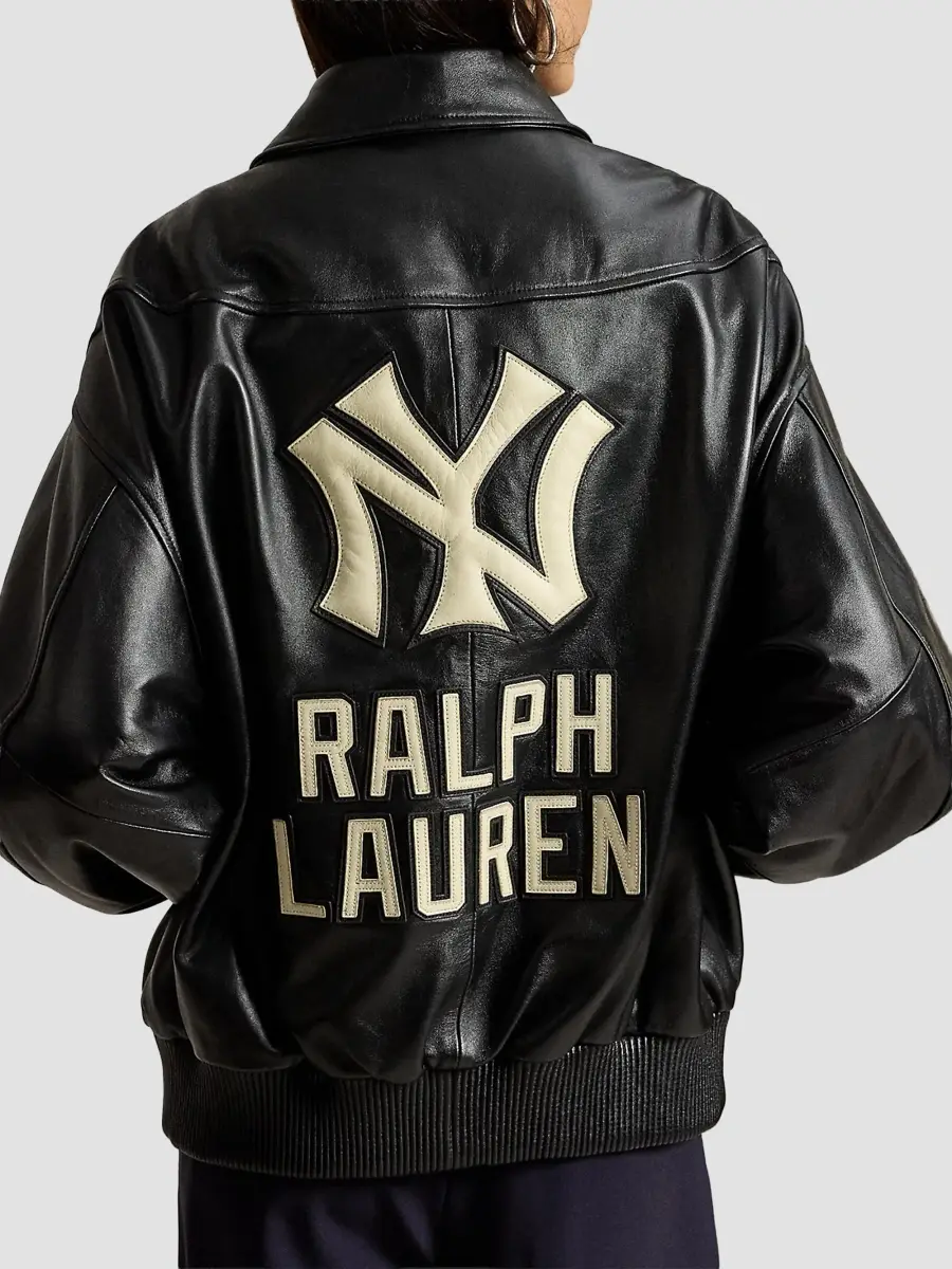 Ralph Lauren Women's x New York Yankees Lux Leather Zip-Up Bomber Jacket | Thumbnail 3