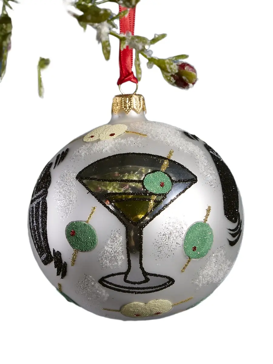 Thomas Glenn Shaken Not Stirred Glass Ornament
