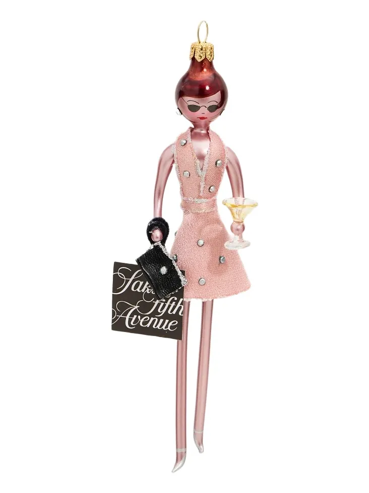 Saks Fifth Avenue Soffieria De Carlini Fashionista With Shopping Bag Glass Ornament