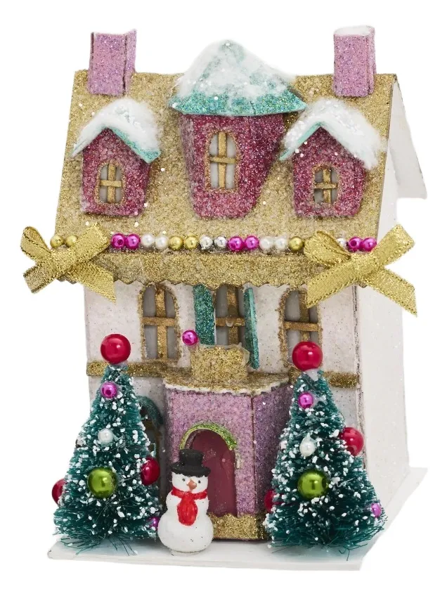 Cody Foster & Co Glass Snowman Villa Ornament