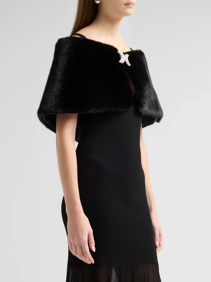 Carolyn Rowan Collection Women's Embellished Faux-Fur Shrug | Thumbnail 4 Carolyn Rowan Collection Women's Embellished Faux-Fur Shrug | Thumbnail 4