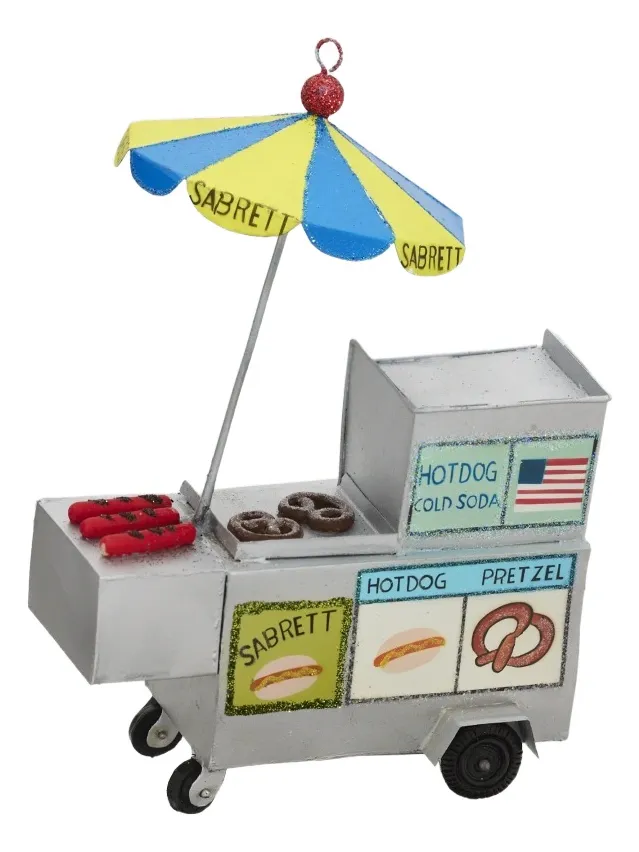 Cody Foster & Co Paper-Mâché NYC Hotdog Cart Ornament