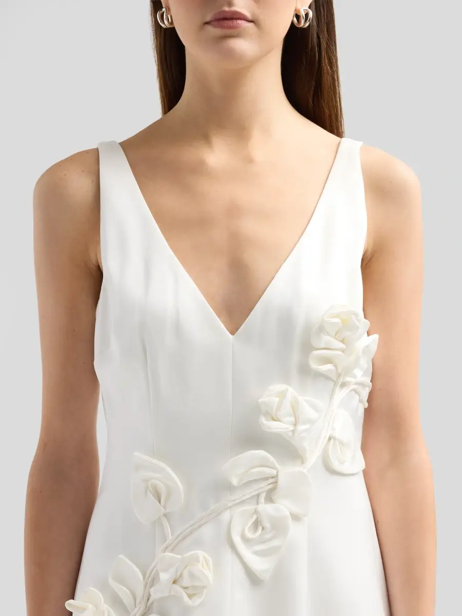 Amur Women's Margaret Floral-Appliqué Satin Mini Dress | Thumbnail 5
