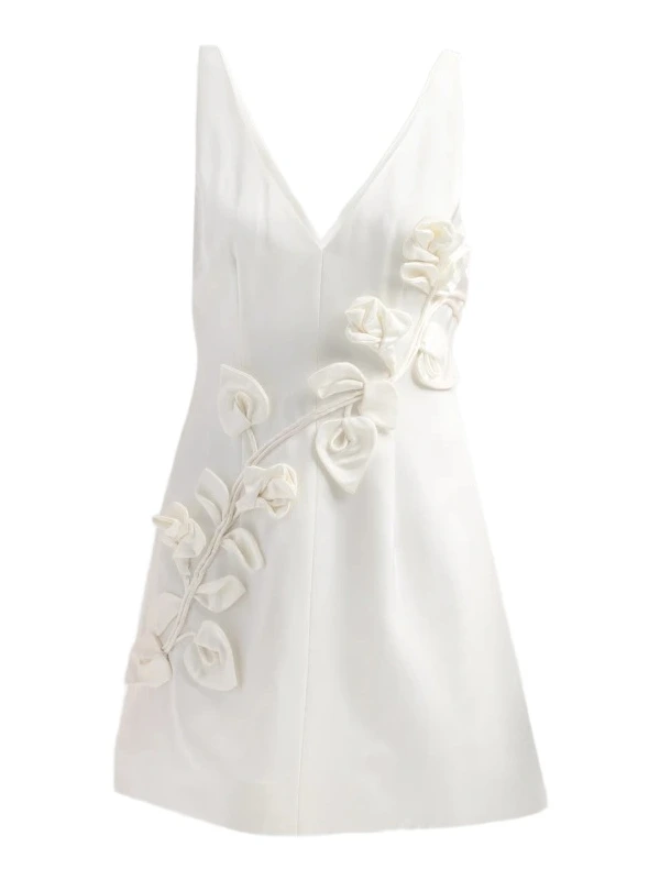 Women's Margaret Floral-Appliqué Satin Mini Dress Women's Margaret Floral-Appliqué Satin Mini Dress