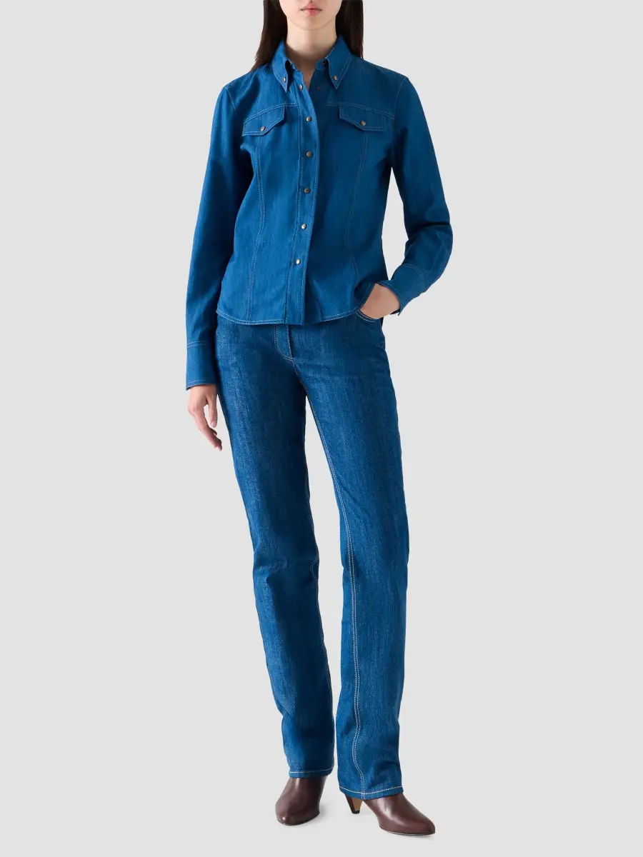 Akris punto Women's Lightweight Denim Shirt | Thumbnail 2