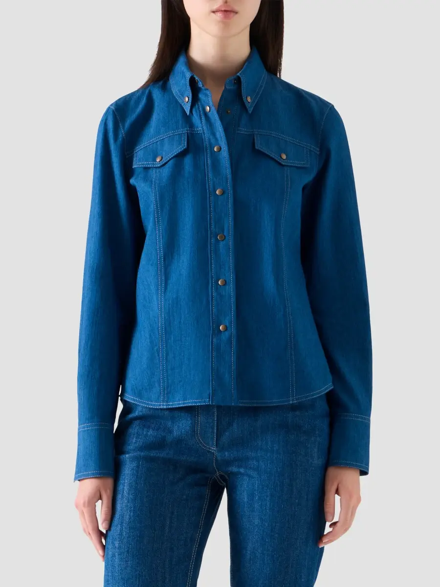 Akris punto Women's Lightweight Denim Shirt | Thumbnail 4
