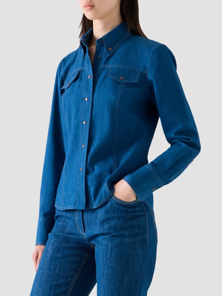 Akris punto Women's Lightweight Denim Shirt | Thumbnail 6