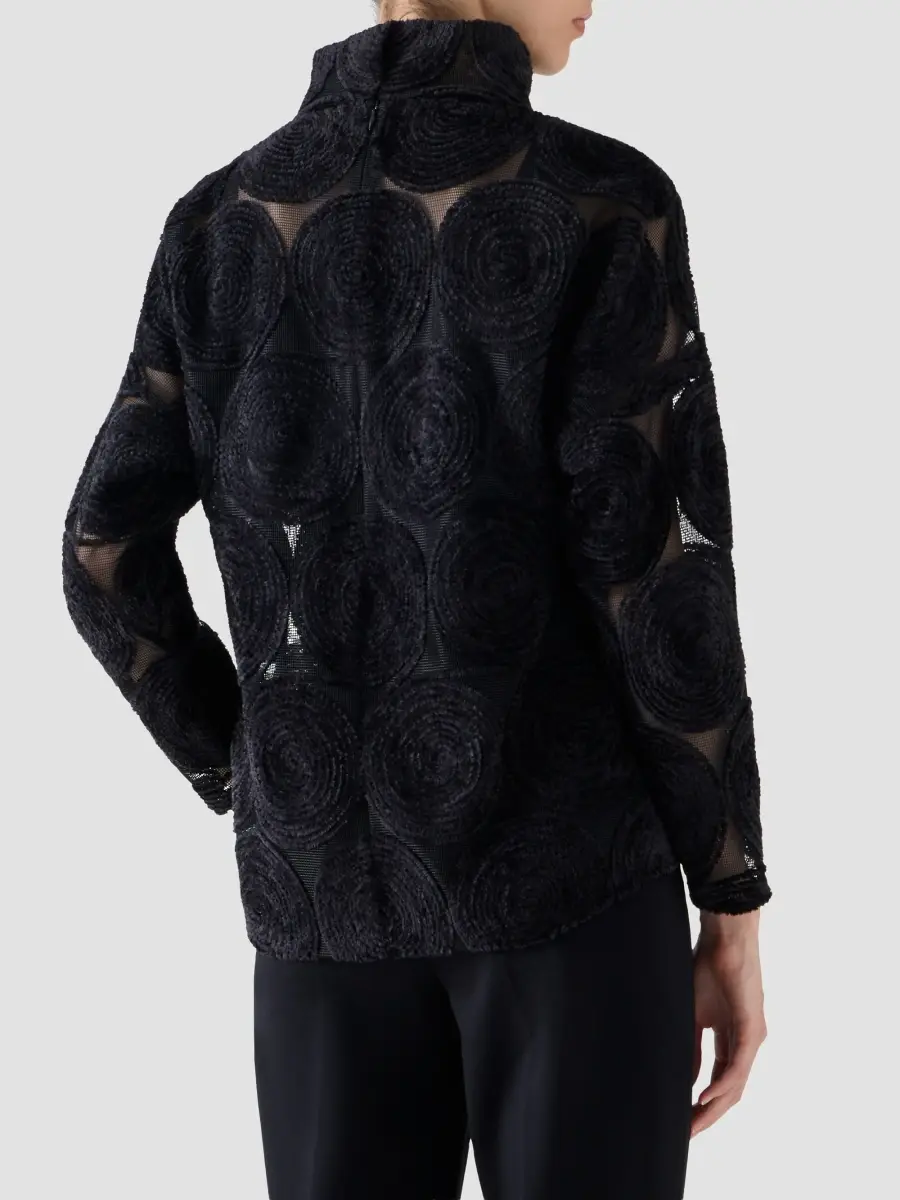 Akris punto Women's Chenille Embroidered Mesh Blouse | Thumbnail 3 Akris punto Women's Chenille Embroidered Mesh Blouse | Thumbnail 3