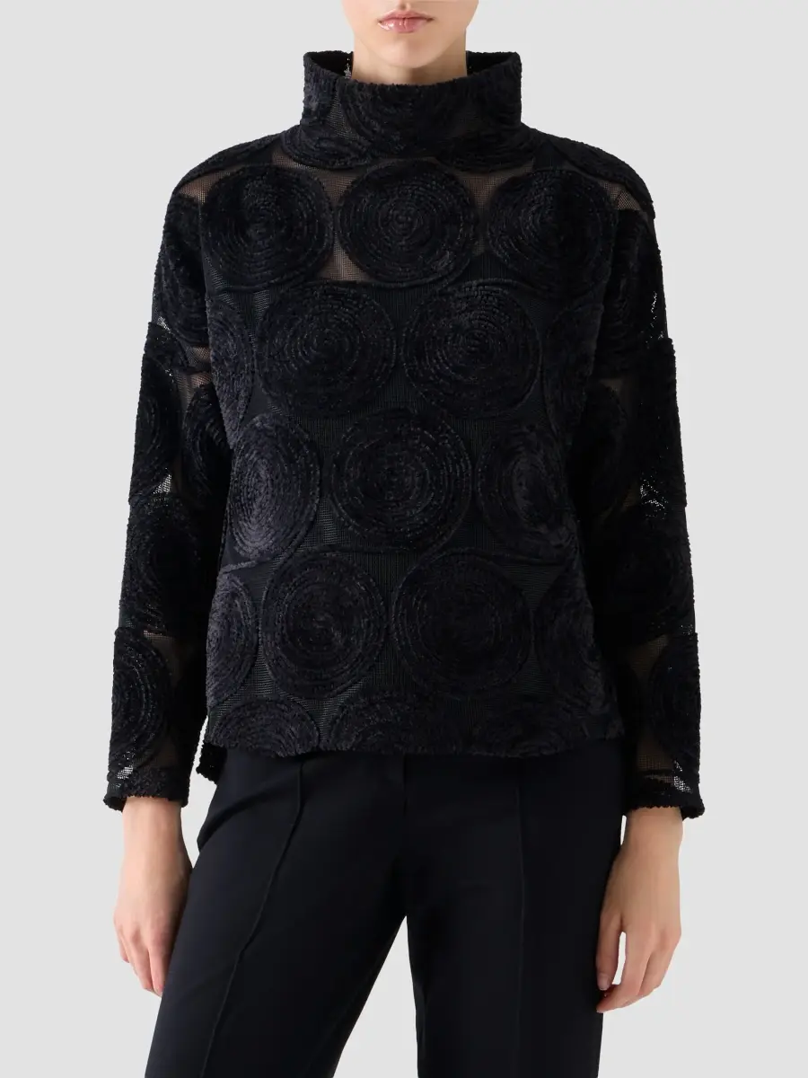 Akris punto Women's Chenille Embroidered Mesh Blouse | Thumbnail 4 Akris punto Women's Chenille Embroidered Mesh Blouse | Thumbnail 4
