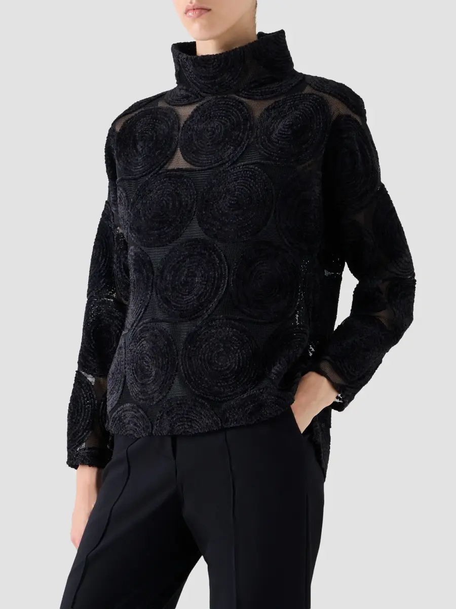 Akris punto Women's Chenille Embroidered Mesh Blouse | Thumbnail 6 Akris punto Women's Chenille Embroidered Mesh Blouse | Thumbnail 6