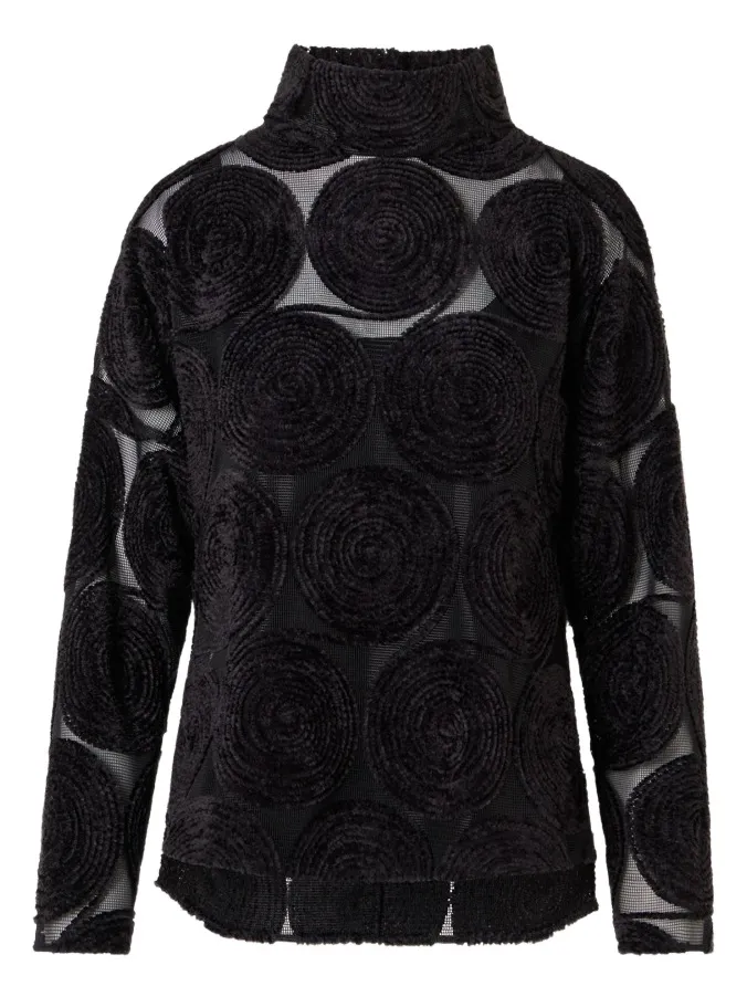 Women's Chenille Embroidered Mesh Blouse