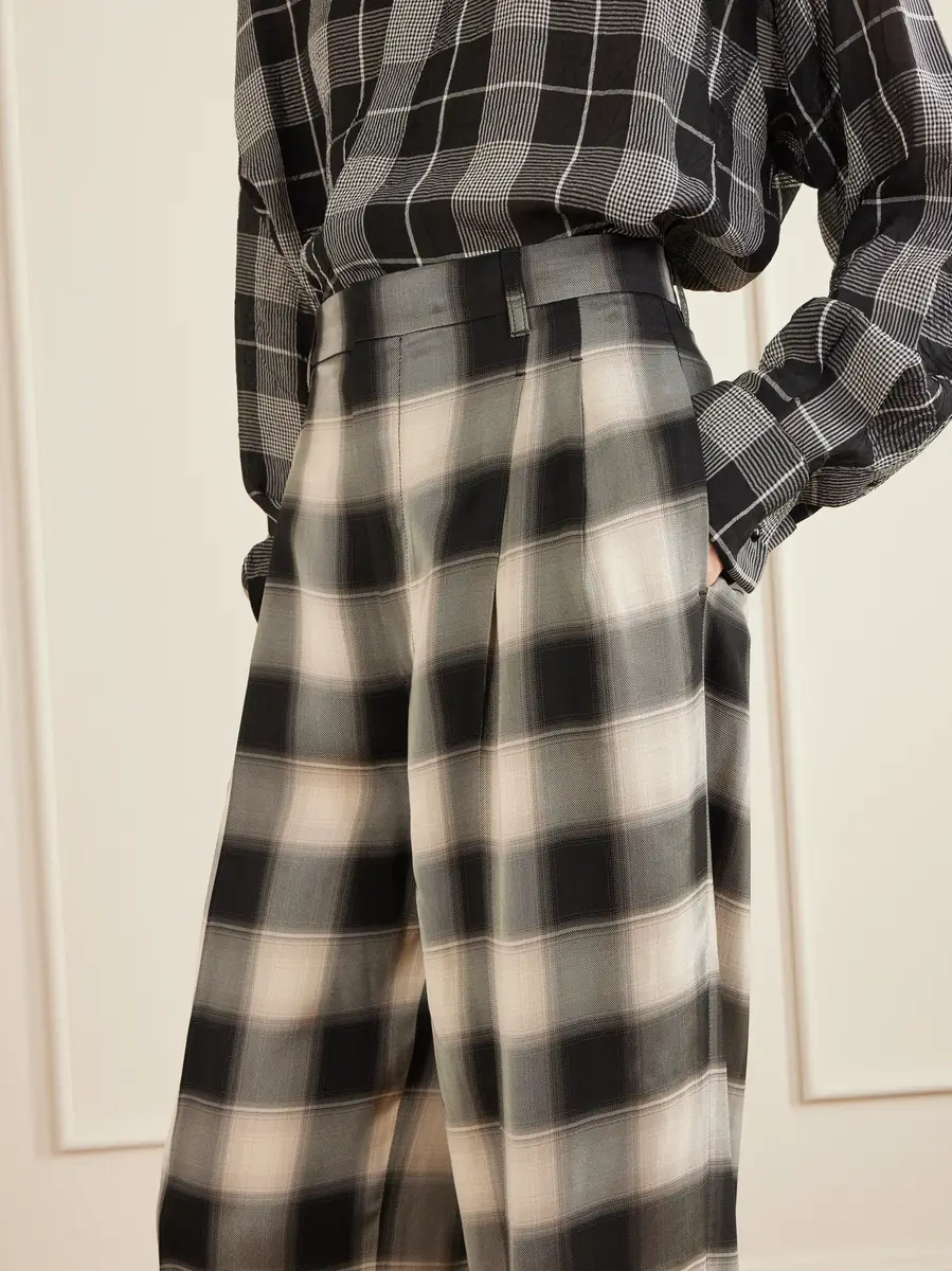 Phoebe Philo Pleated checked twill straight-leg pants | Thumbnail 5 Phoebe Philo Pleated checked twill straight-leg pants | Thumbnail 5