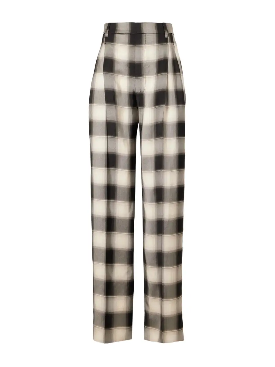 Phoebe Philo Pleated checked twill straight-leg pants
