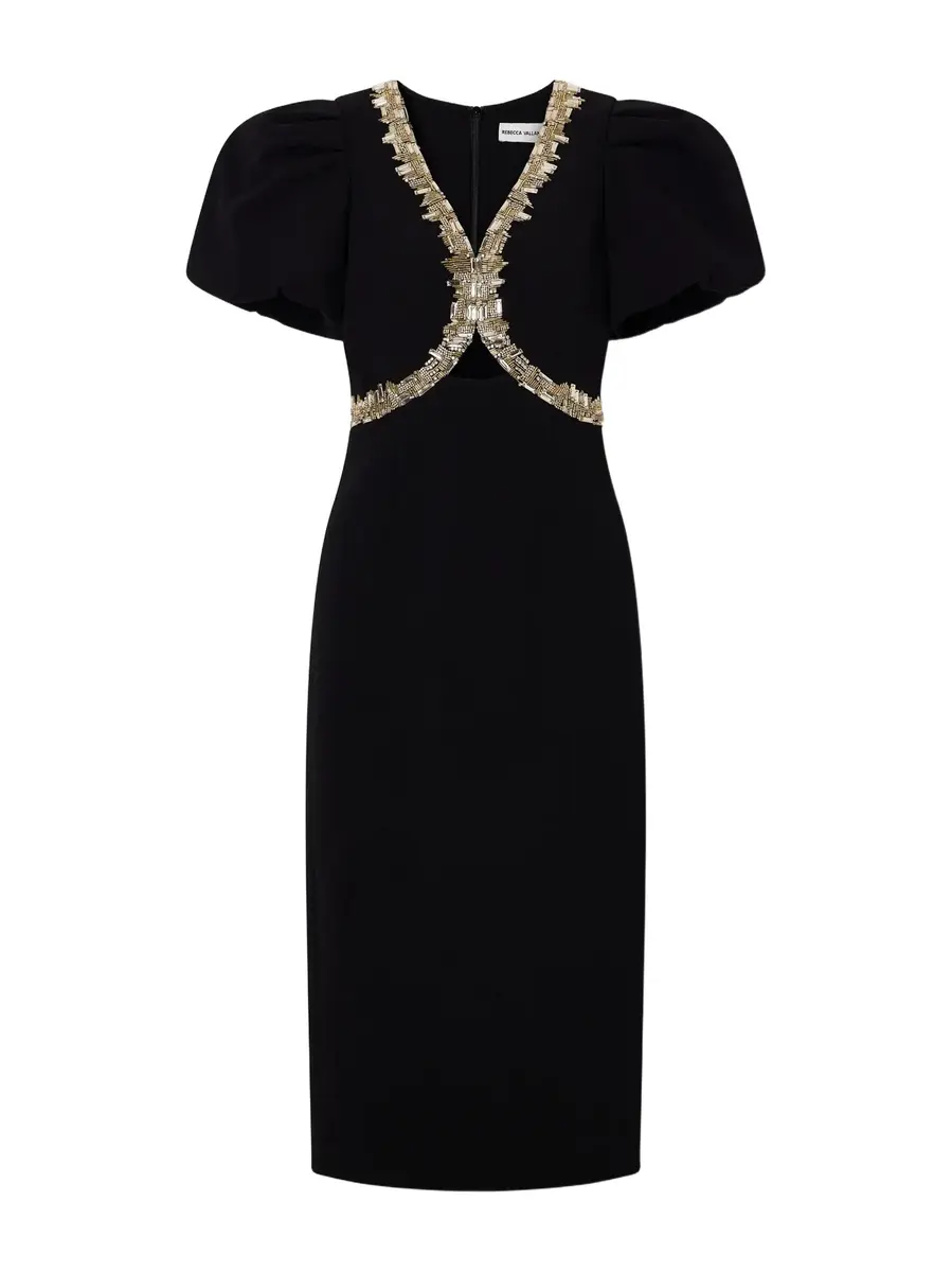 Rebecca Vallance Alexandrite embellished cady midi dress