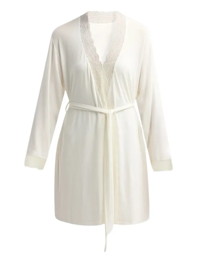 Eberjey Women's Lara Lace-Trimmed Robe
