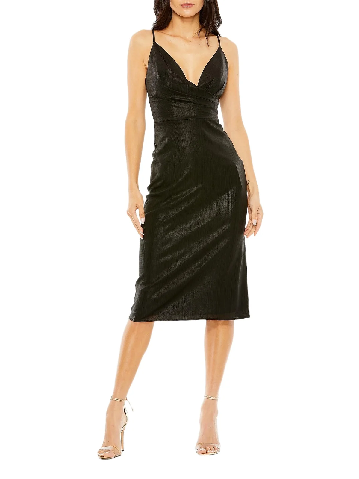 Mac Duggal Women's Foiled Jersey V-Neck Dress