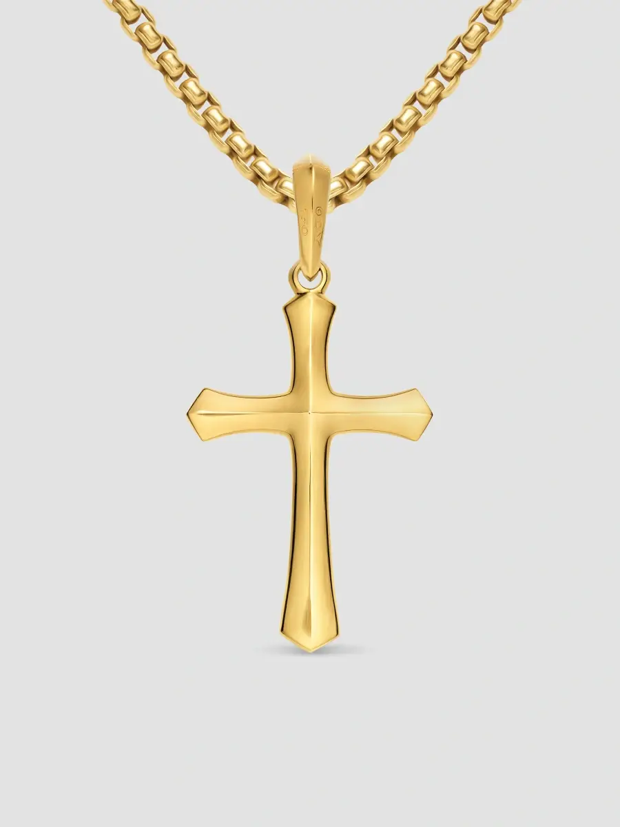 David Yurman Men's Knife Edge Cross Amulet in 18K Yellow Gold | Thumbnail 3 David Yurman Men's Knife Edge Cross Amulet in 18K Yellow Gold | Thumbnail 3