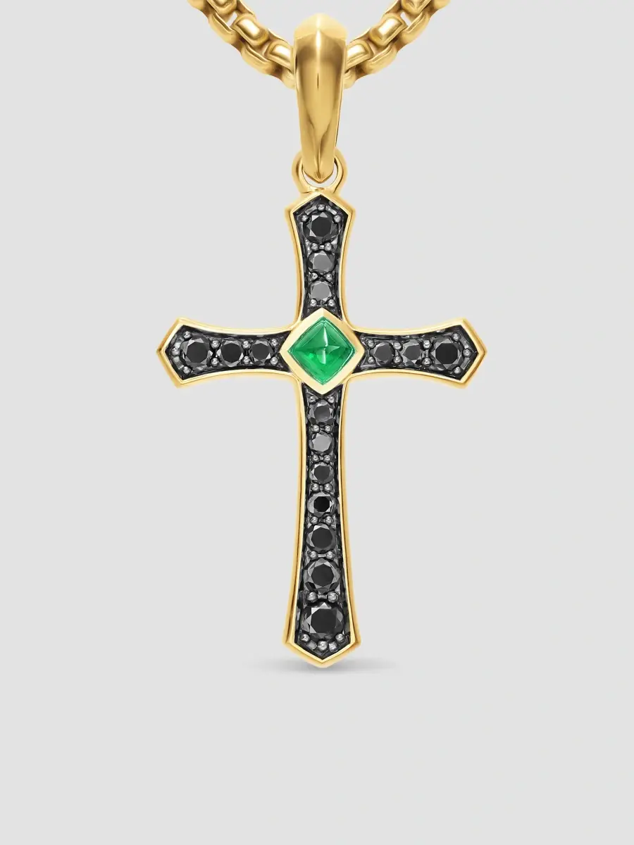 David Yurman Men's Knife Edge Cross Amulet in 18K Yellow Gold | Thumbnail 4 David Yurman Men's Knife Edge Cross Amulet in 18K Yellow Gold | Thumbnail 4
