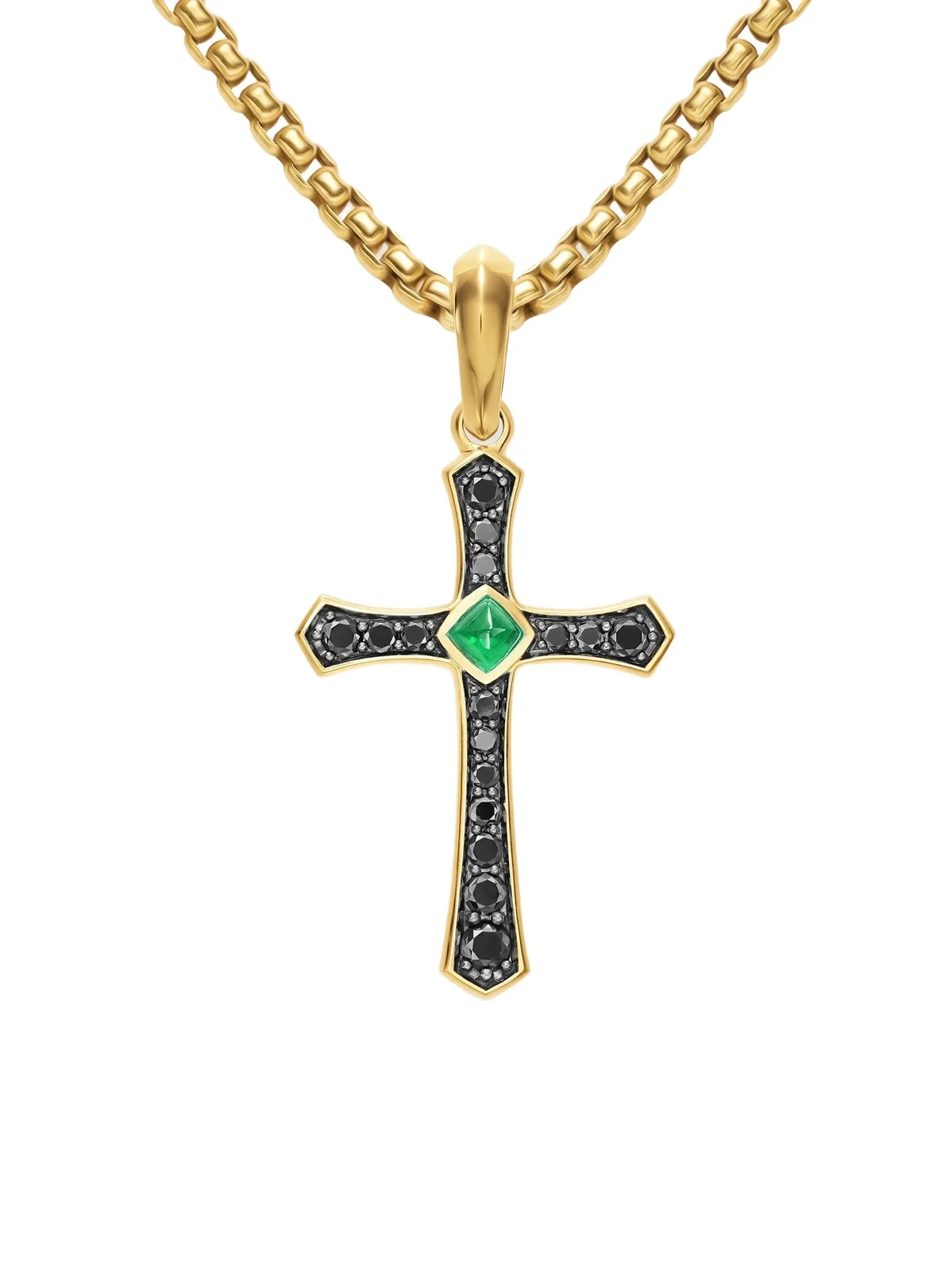 David Yurman Men's Knife Edge Cross Amulet in 18K Yellow Gold