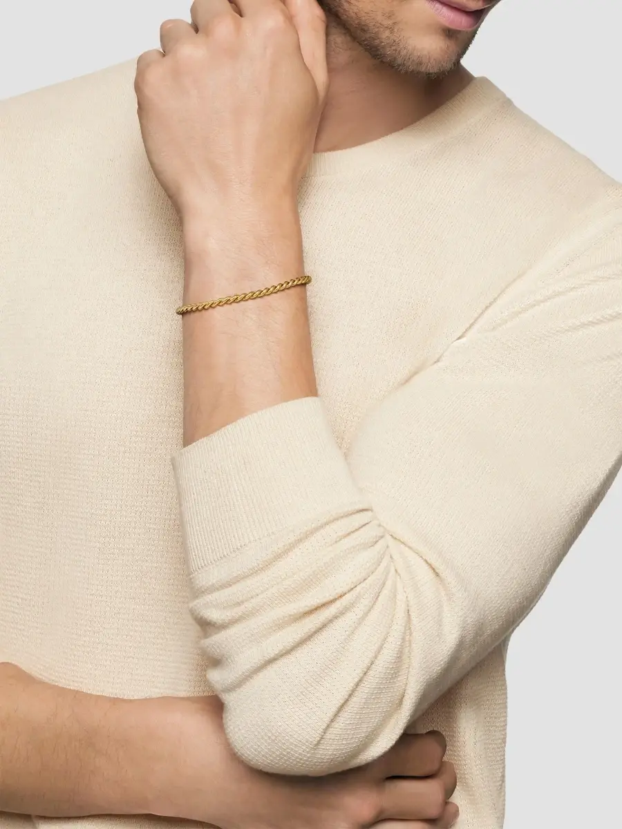 David Yurman Men's Sculpted Cable Chain Bracelet in 18K Yellow Gold, 3.7MM | Thumbnail 2 David Yurman Men's Sculpted Cable Chain Bracelet in 18K Yellow Gold, 3.7MM | Thumbnail 2