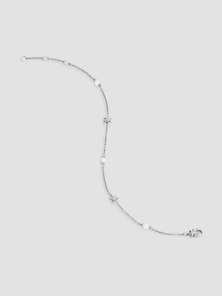 David Yurman Women's Petite Starburst and Pearl Station Chain Bracelet in Sterling Silver with Pearls and Diamonds, 6MM - Silver | Thumbnail 3 David Yurman Women's Petite Starburst and Pearl Station Chain Bracelet in Sterling Silver with Pearls and Diamonds, 6MM - Silver | Thumbnail 3