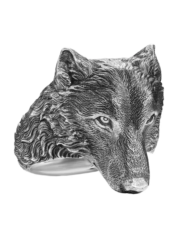 David Yurman Men's Petrvs Wolf Signet Ring in Sterling Silver, 25MM