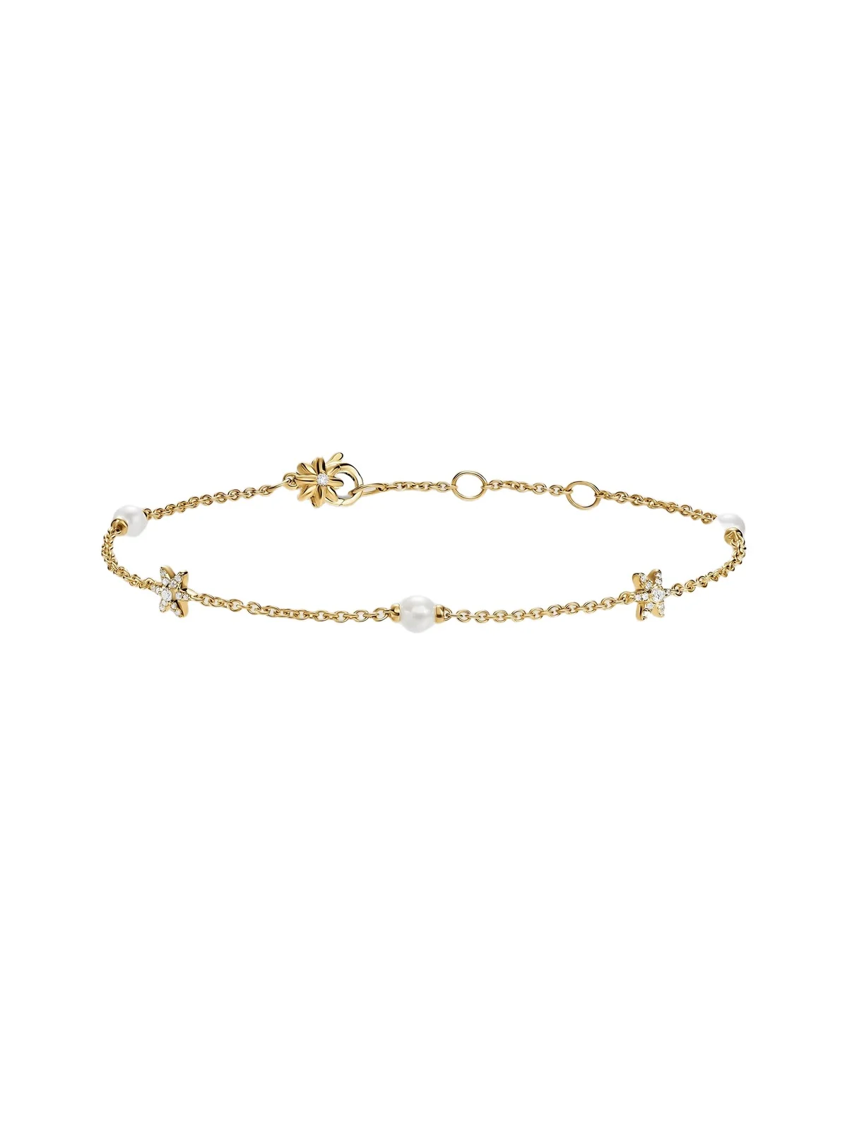 David Yurman Women's Petite Starburst and Pearl Station Chain Bracelet in 18K Yellow Gold with Pearls and Diamonds, 6MM - Gold Pearl | Thumbnail 1 David Yurman Women's Petite Starburst and Pearl Station Chain Bracelet in 18K Yellow Gold with Pearls and Diamonds, 6MM - Gold Pearl | Thumbnail 1