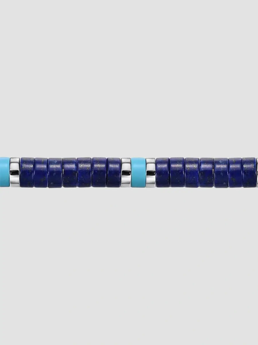 Gabriel & Co Men's Contemporary Sterling Silver, Lapis and Turquoise Beaded Bracelet | Thumbnail 3 Gabriel & Co Men's Contemporary Sterling Silver, Lapis and Turquoise Beaded Bracelet | Thumbnail 3