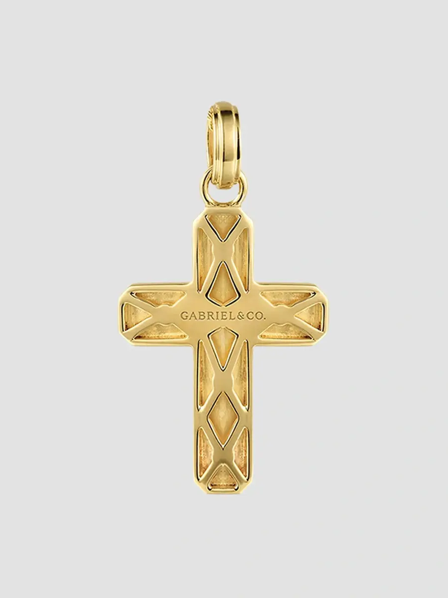 Gabriel & Co Men's Contemporary 14K Yellow Gold Cross Pendant | Thumbnail 3 Gabriel & Co Men's Contemporary 14K Yellow Gold Cross Pendant | Thumbnail 3