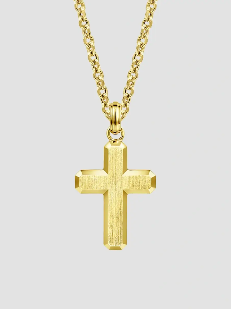Gabriel & Co Men's Contemporary 14K Yellow Gold Cross Pendant | Thumbnail 4 Gabriel & Co Men's Contemporary 14K Yellow Gold Cross Pendant | Thumbnail 4