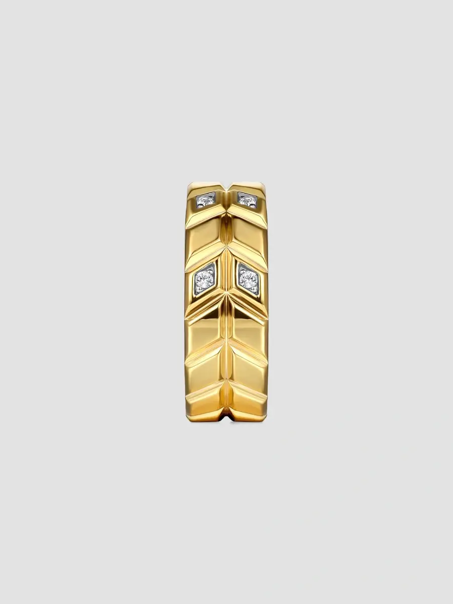 Gabriel & Co Men's Facets 14K Yellow Gold & 0.14 TCW Diamond Band Ring | Thumbnail 3 Gabriel & Co Men's Facets 14K Yellow Gold & 0.14 TCW Diamond Band Ring | Thumbnail 3