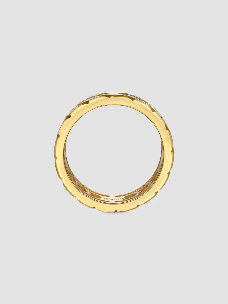 Gabriel & Co Men's Facets 14K Yellow Gold & 0.14 TCW Diamond Band Ring | Thumbnail 4 Gabriel & Co Men's Facets 14K Yellow Gold & 0.14 TCW Diamond Band Ring | Thumbnail 4