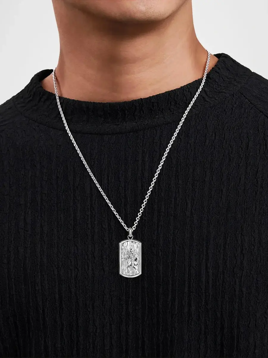 Gabriel & Co Men's Modern Relics Sterling Silver Dog Tag Pendant Necklace | Thumbnail 2 Gabriel & Co Men's Modern Relics Sterling Silver Dog Tag Pendant Necklace | Thumbnail 2
