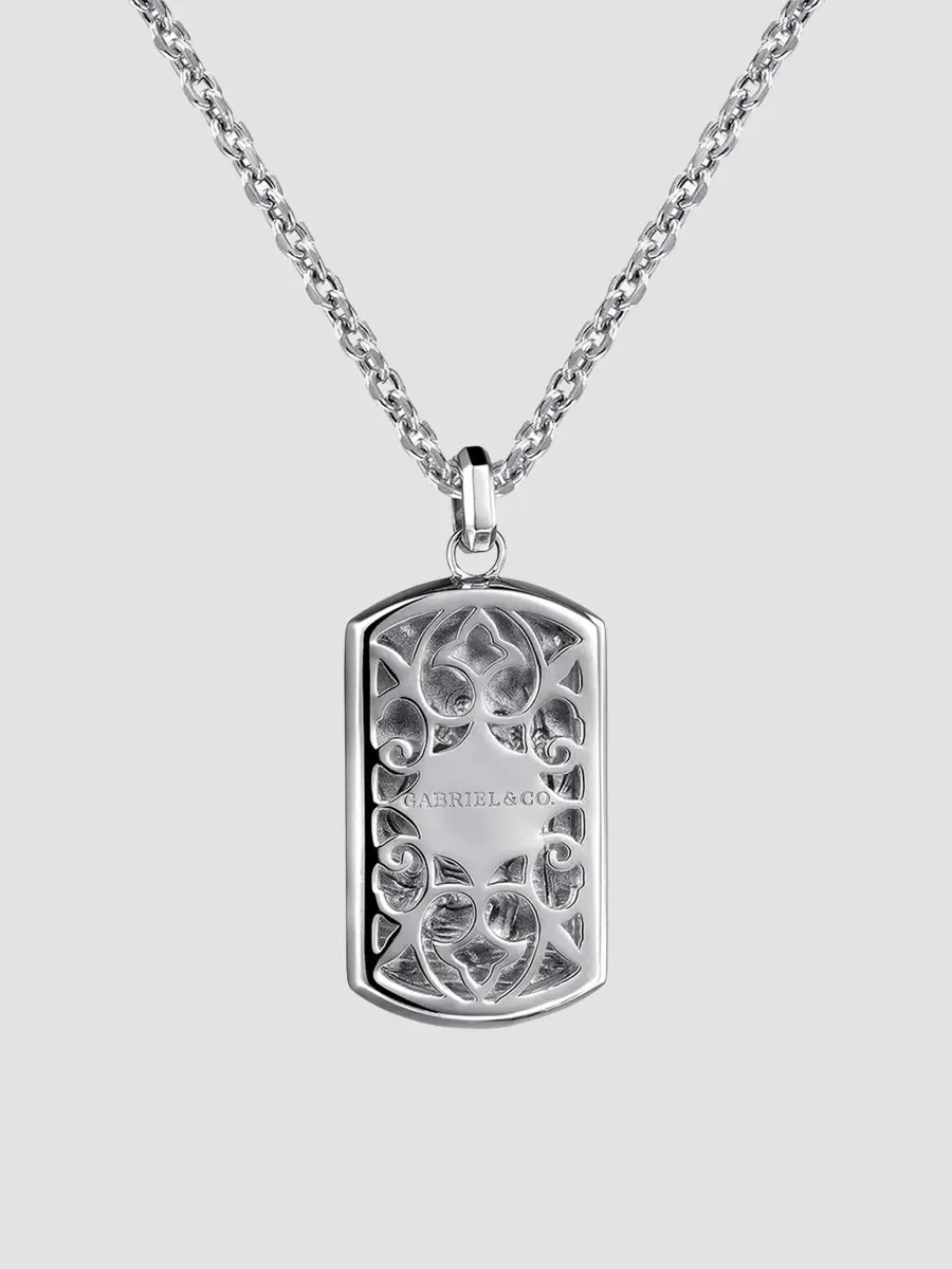 Gabriel & Co Men's Modern Relics Sterling Silver Dog Tag Pendant Necklace | Thumbnail 4 Gabriel & Co Men's Modern Relics Sterling Silver Dog Tag Pendant Necklace | Thumbnail 4