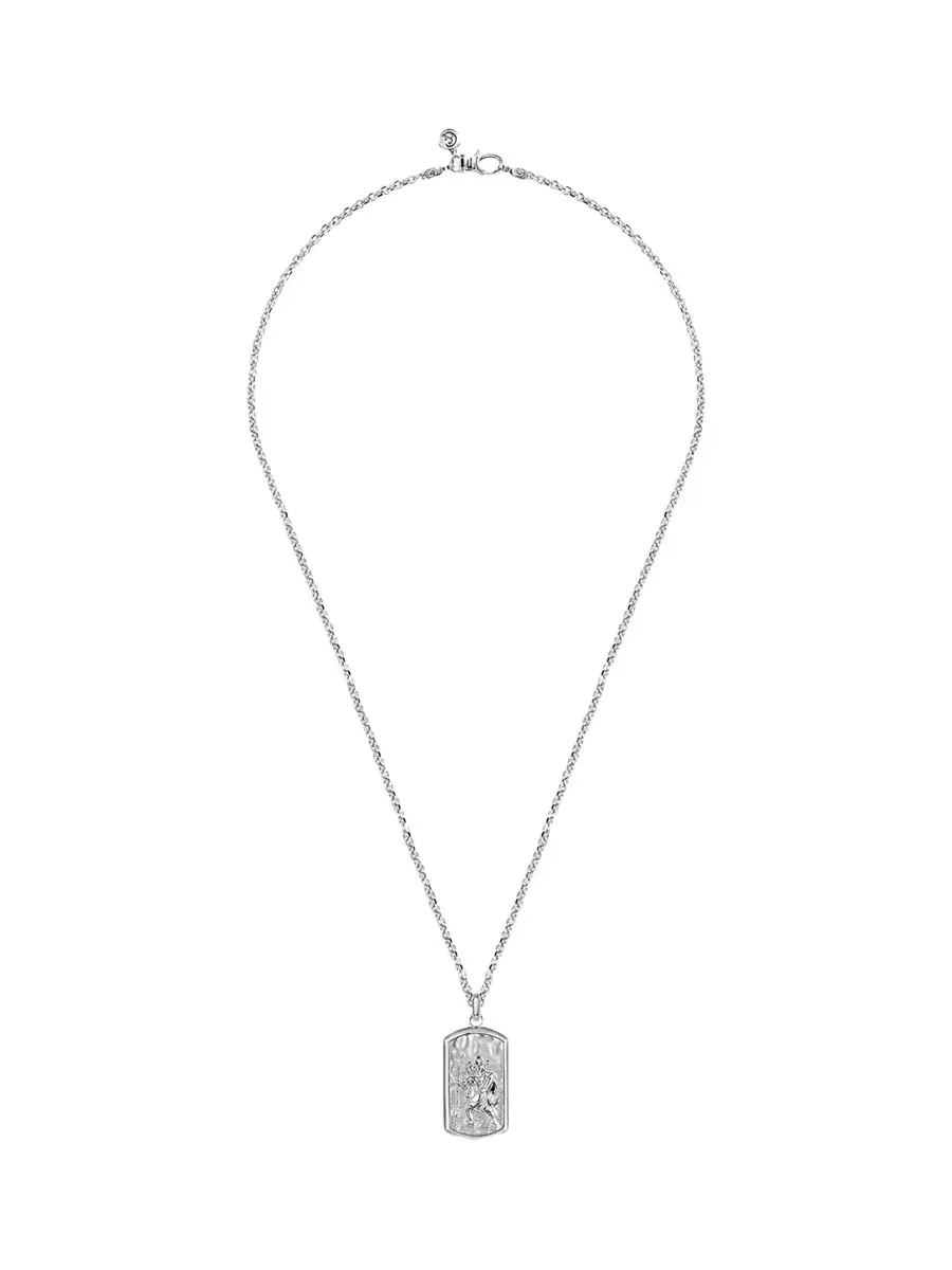 Gabriel & Co Men's Modern Relics Sterling Silver Dog Tag Pendant Necklace