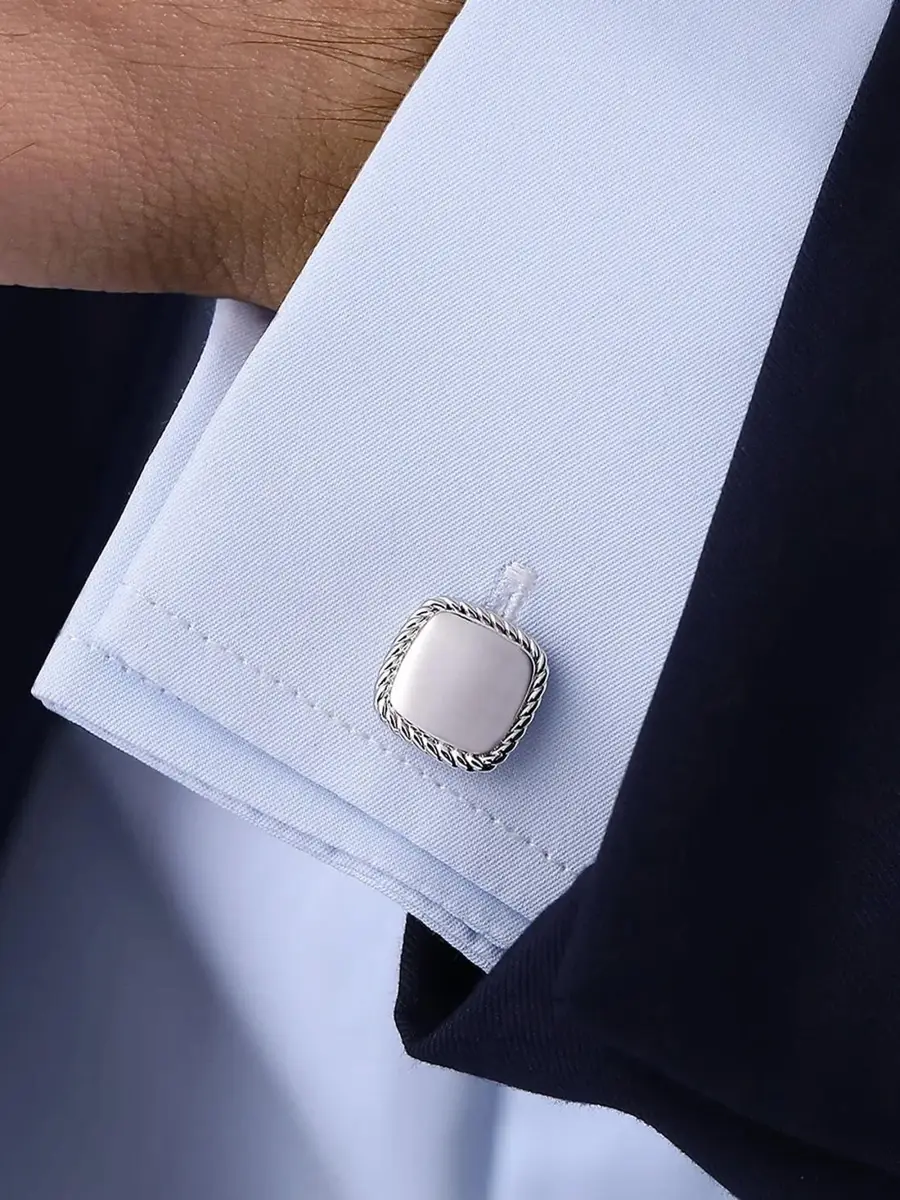 Gabriel & Co Men's Hampton Sterling Silver Twisted Cable Cushion Cufflinks | Thumbnail 2 Gabriel & Co Men's Hampton Sterling Silver Twisted Cable Cushion Cufflinks | Thumbnail 2