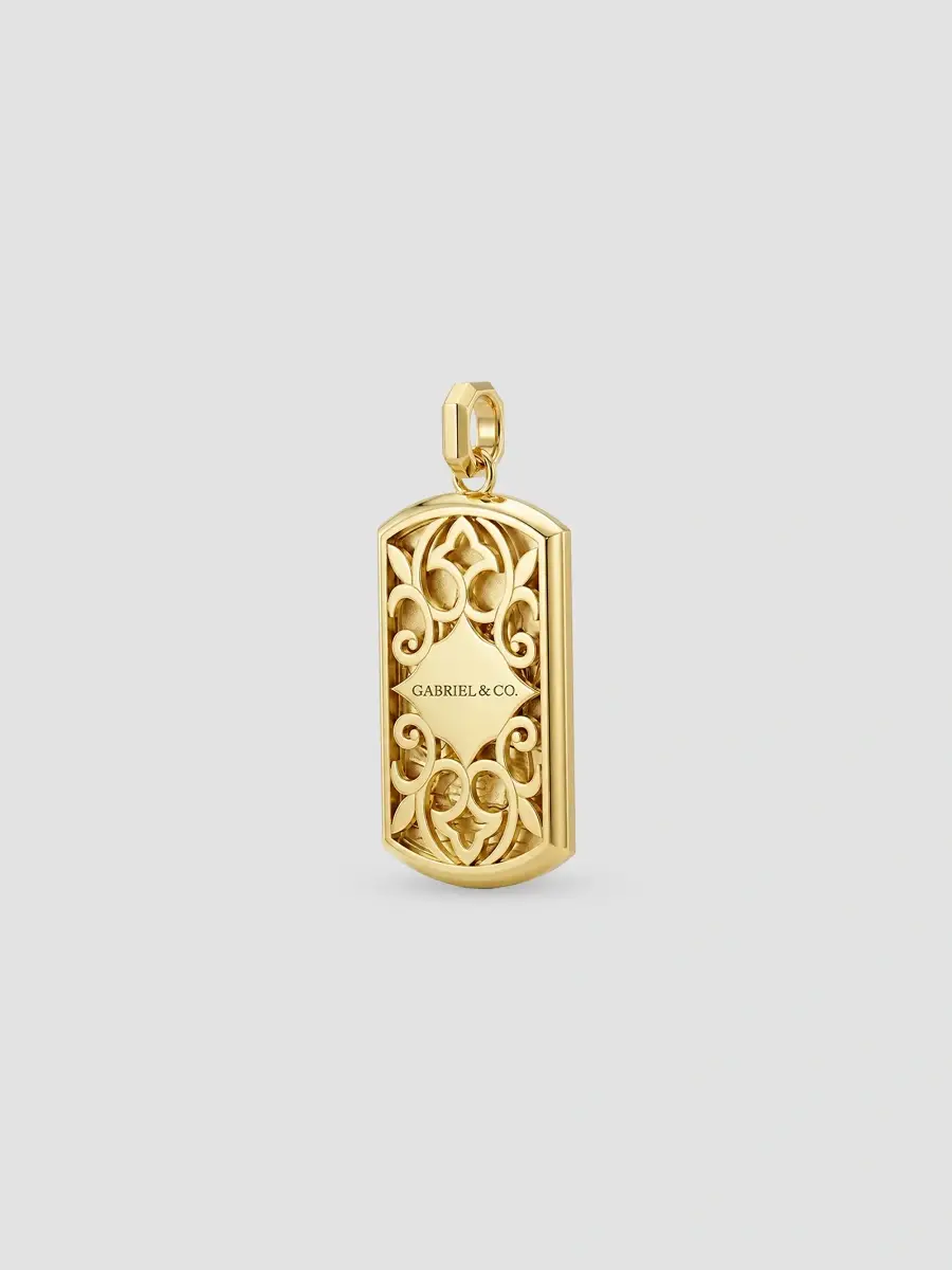 Gabriel & Co Men's Modern Relics 14K Yellow Gold St. Christopher Dog Tag Pendant | Thumbnail 3