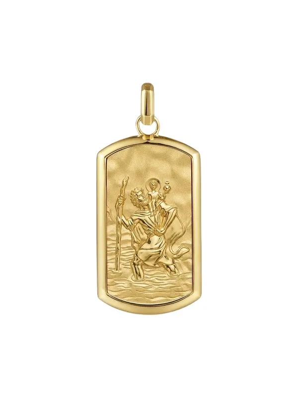 Gabriel & Co Men's Modern Relics 14K Yellow Gold St. Christopher Dog Tag Pendant